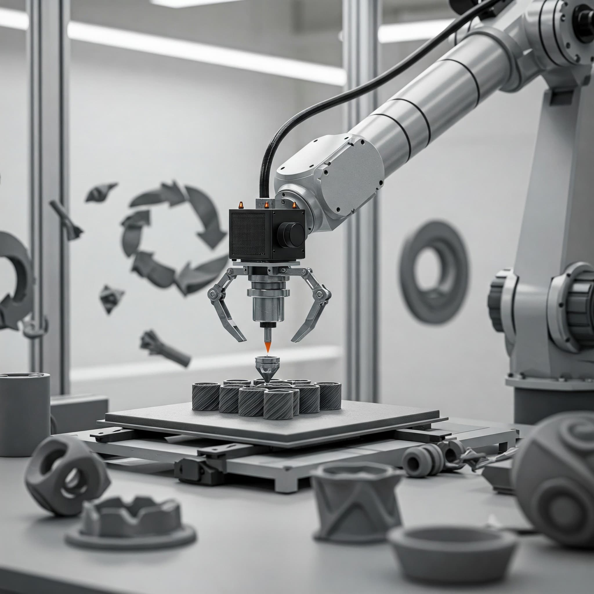 3D printing with industrial robot using recycled polymers